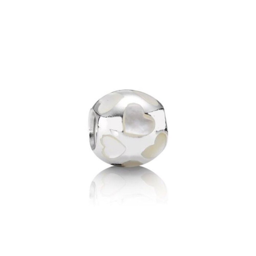 Pandora "Love Me" Charm (white mother of pearl hearts) *Discounted Shipping*